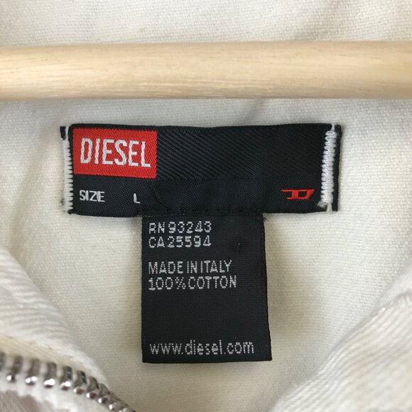 Men's Diesel Full Zip Bomber Jacket White Fraternity size L - Picture 9 of 15